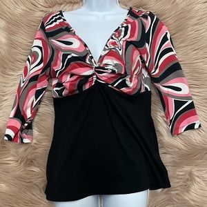 Sz Md Funky MultiColor Pink Black Gray & White Top w/ Fitted Black Bottom